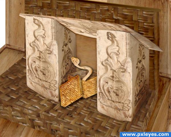 Creation of Wood Snake Carving on Straw Ma: Final Result